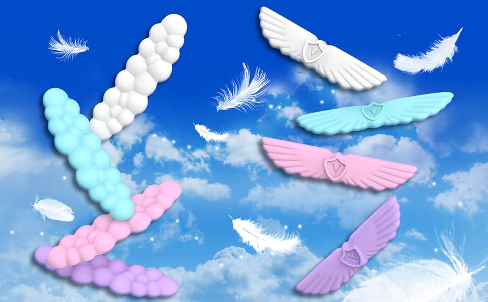 Підставка для зап'ястя під клавіатуру Sushret з PU-шкіри та memory foam, у формі хмаринки (ангелові крила)