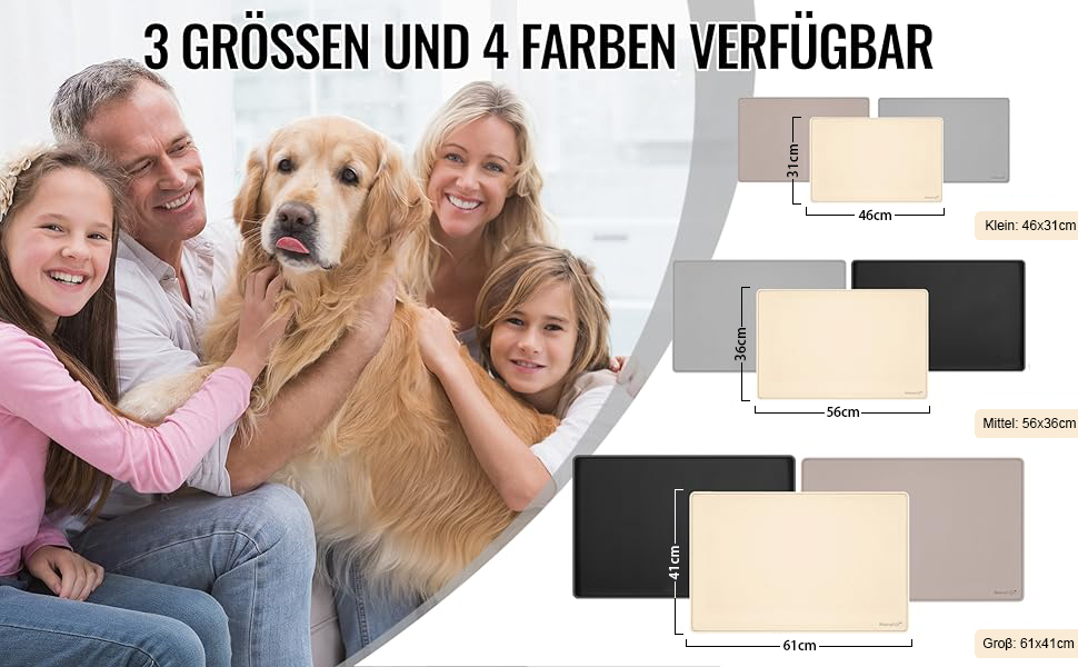 Підкладка під миску для котів та собак MateeyLife, силіконова, 56x36 см, бежева, нековзна, вологостійка