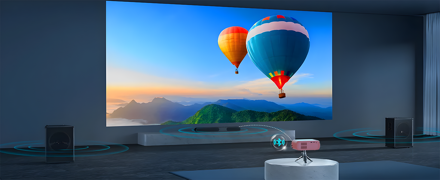 Портативний проєктор KSBABY Outdoor LED, міні проєктор для перегляду фільмів на вулиці, сумісний з HDMI, USB, ноутбуком, TV Stick, iOS та Android. Рожевий.