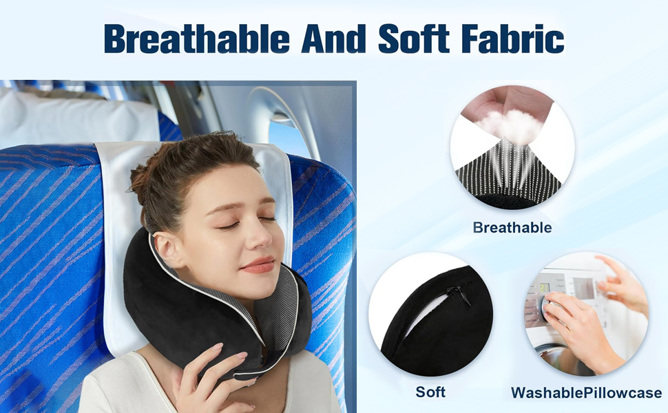 Подушка для шиї у літак, автобус, поїзд: компактна, з memory foam, ергономічна, з чохлом, для комфортного сну