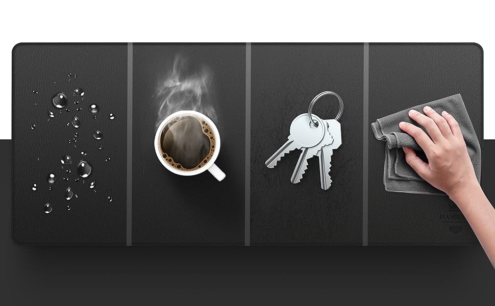 Підкладка під стіл HAMZAM PU Leder 90x40 см - преміум якість, з інтегрованим ковриком для миші (Колір: Коричневий)