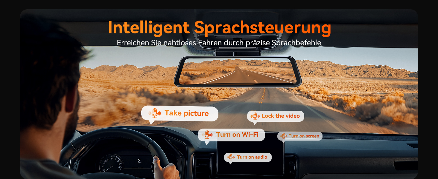 WOLFBOX Дзеркало-відеореєстратор 12' 4K з камерою заднього виду, WiFi, IPS-сенсорний екран, GPS, G-сенсор, Park Monitoring, 32GB, G840H