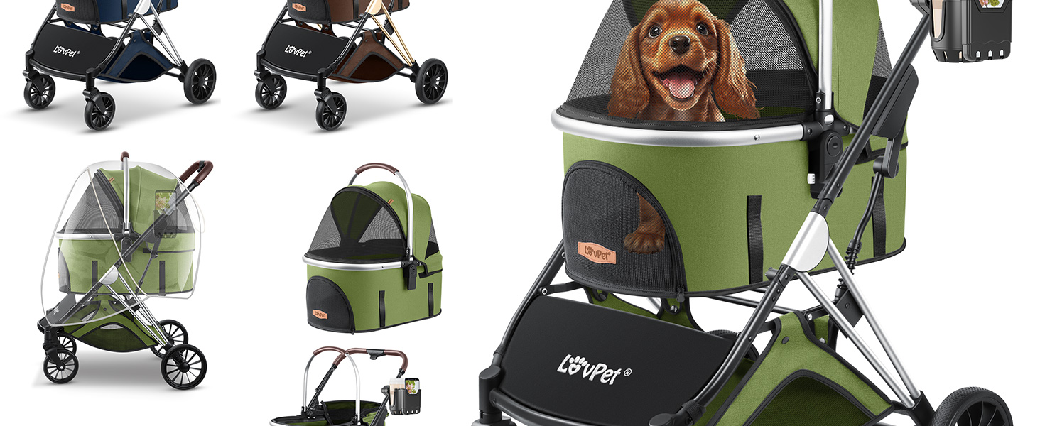 Візок для собак 3в1: візок-переноска, сумка-переноска, лежанка. До 20 кг, великі колеса, сітчасті вікна, дощовик, тримач для напоїв, м'яка ковдра. Підходить для собак та котів, колір антрацит.