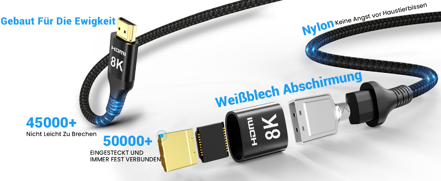 HDMI 2.1 кабель Etseinri 2 метри, 48Gbps, 4K 240Hz, 8K, eARC, HDCP2.3, HDR10+, Dolby Atmos, Vision, для моніторів, телевізорів, проекторів (Чорний)