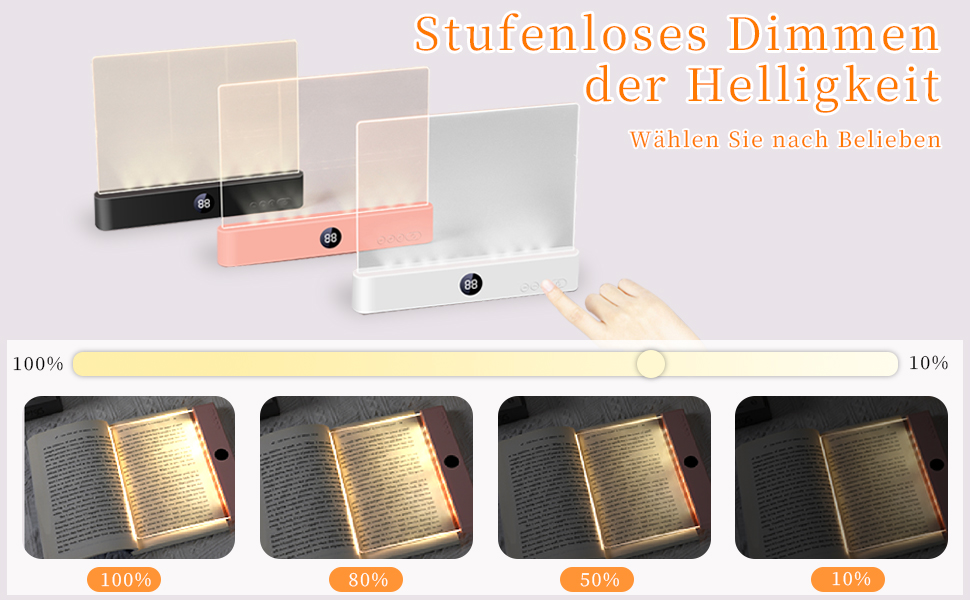 Світлодіодна плоска лампа для читання книг HOTUT Lightwedge, портативна LED-підсвітка сторінок для ліжка з захистом очей, рожева