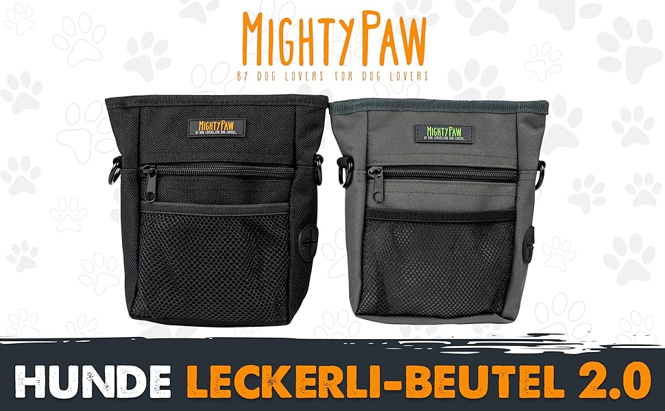 Сумка для ласощів Mighty Paw для собак: навчання та тренування | Зручна сумка для ласощів на руці для собак | Оранжево-чорна