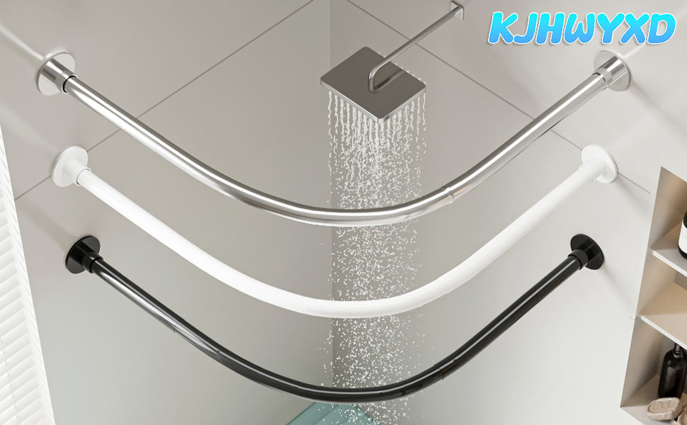 Регульована штанга для душу L-подібної форми без свердління, 304 нержавіюча сталь, для душу, розширювана, кутова, біла (90-130x90-130 см)