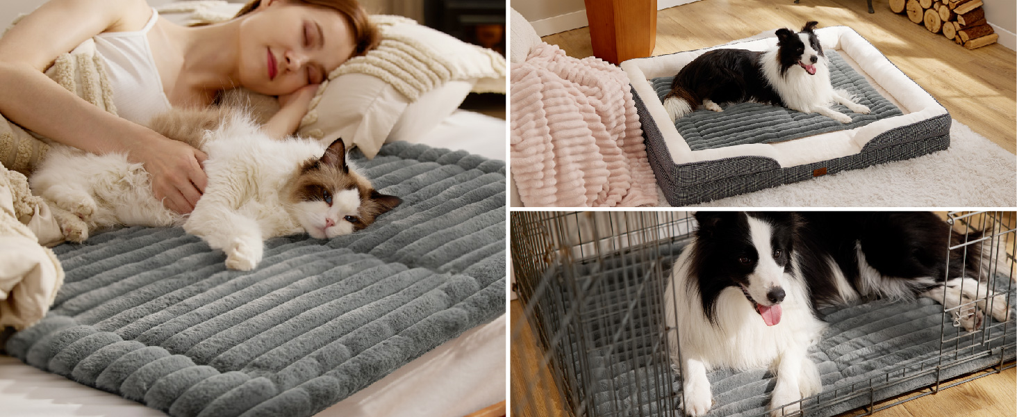 Самогріюча ковдра для котів та собак BEDSURE - 61x46 см. М'яке ліжко для кота, тепла підстилка для собаки. Нековзна основа, підходить для клітки. Сірий колір 61 x 46 см