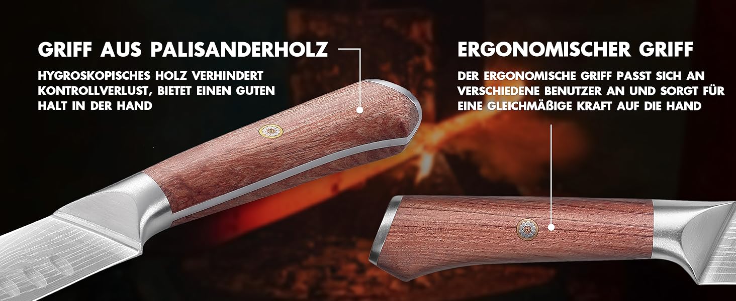 Японський кухонний ніж YOTSUBA 22 см - професійний ніж шеф-кухаря з високоякісної сталі, ергономічна ручка