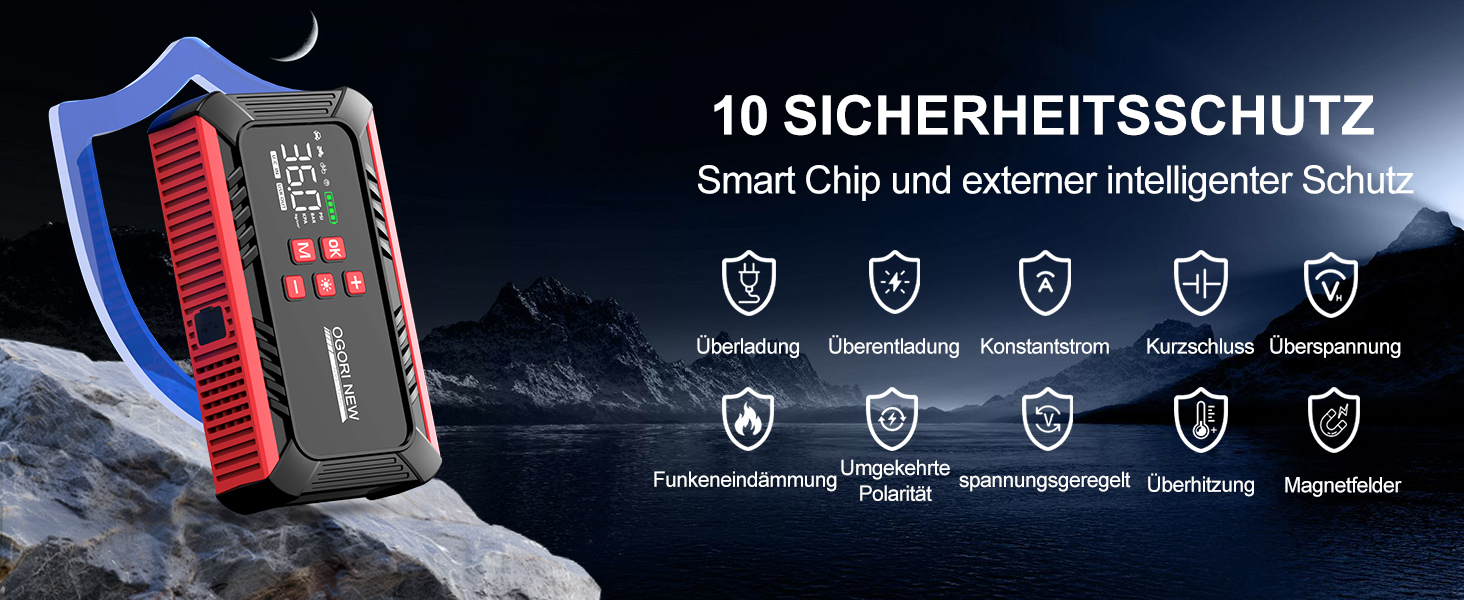 Портативний акумулятор для запуску авто 7000A з компресором 150PSI, 12V. Запуск бензинових (8л) та дизельних (10л) двигунів, прикурювач, LED ліхтарик.