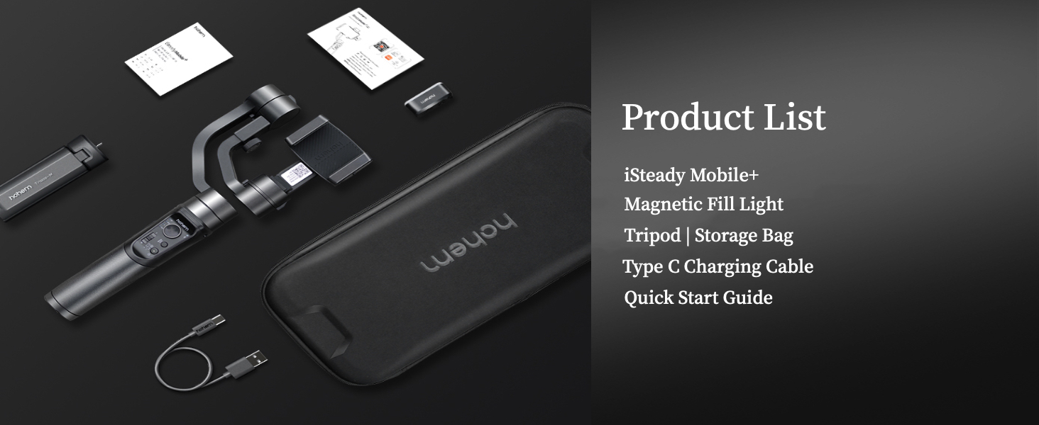 Hohem iSteady Mobile Plus Kit - Стабілізатор для смартфона з підсвічуванням, 3-осьовий, 280г, Android/iOS, для YouTube та TikTok