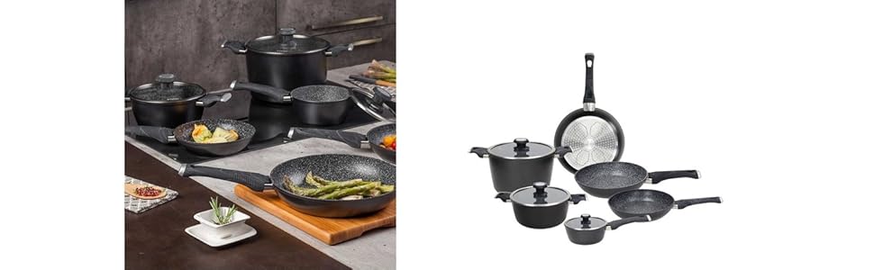 Набір каструль Tognana Sphera, алюміній, нержавіюча сталь, скло, чорний