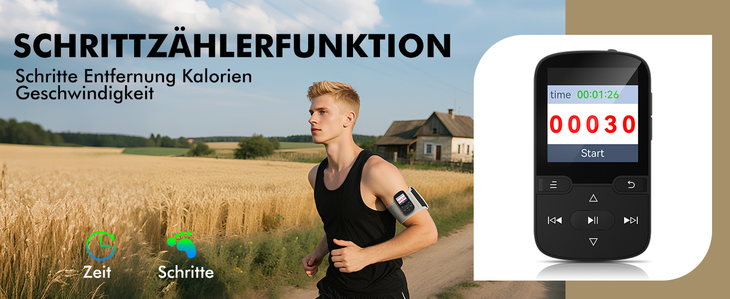 MP3 плеєр Bluetooth 5.3 з кліпсою, HiFi спортивний плеєр для дітей з FM-радіо, диктофоном та крокоміром, 64GB, чорний