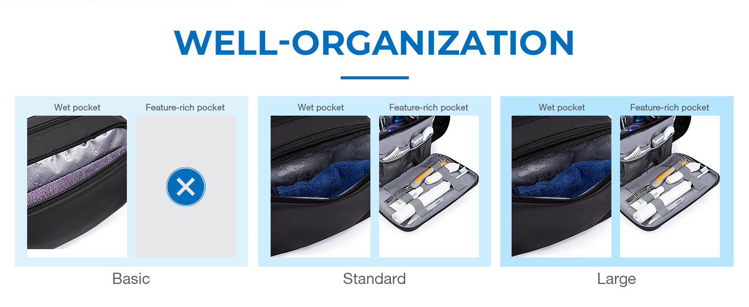 Чоловіча туалетна косметичка BAGSART для подорожей, 5L, темно-сіра (Basic, шкіряна фольга)