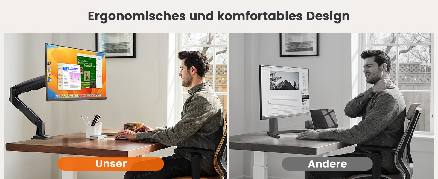 Кріплення для монітора ErGear для широких моніторів 13-49 дюймів, настільний кронштейн, підставка для монітора, підтримує до 12 кг, VESA 75x75/100x100 мм