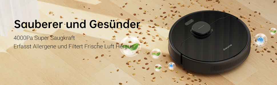 Робот-пилосос Dreame D9 Max з лазерною навігацією, 4000Pa, функція вологого прибирання, 150 хв роботи, сумісність з App/Alexa, розпізнавання килима, чорний