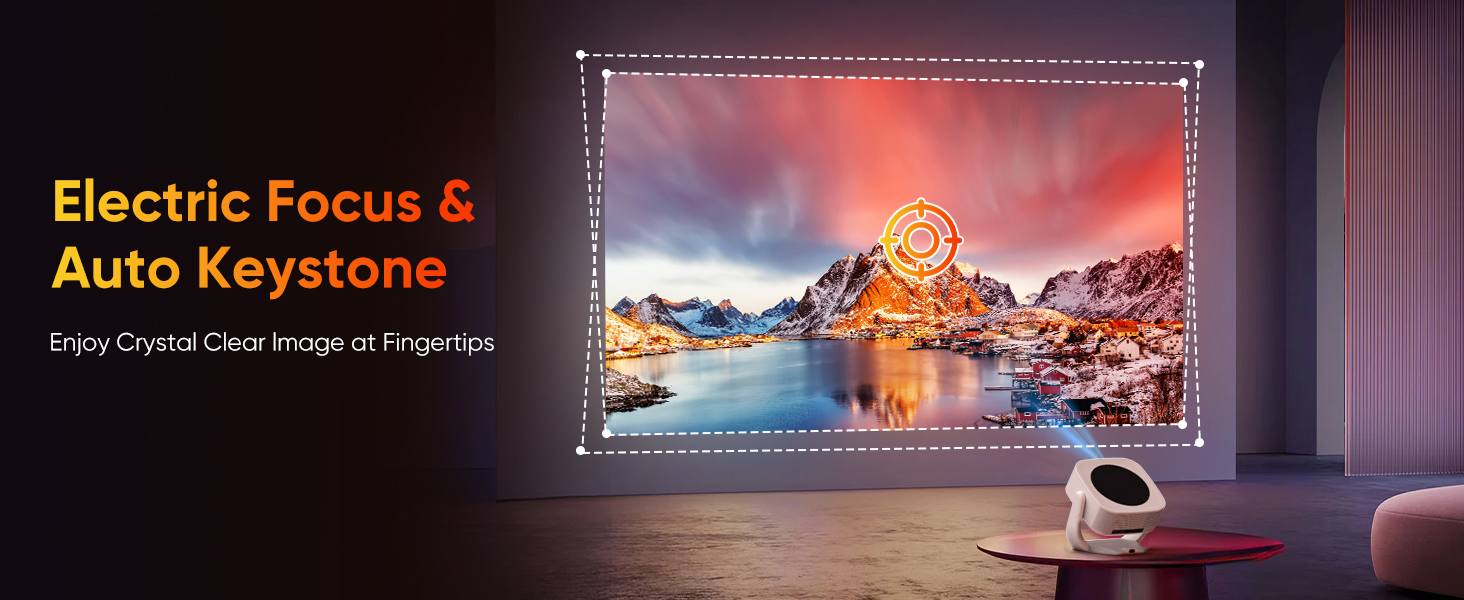 Портативний проєктор 4K Native 1080P з Wi-Fi, Bluetooth та автоматичною корекцією трапецеїдальних спотворень. Підходить для домашнього кінотеатру та використання на відкритому повітрі. Сумісний з ноутбуком, смартфоном та мишкою.