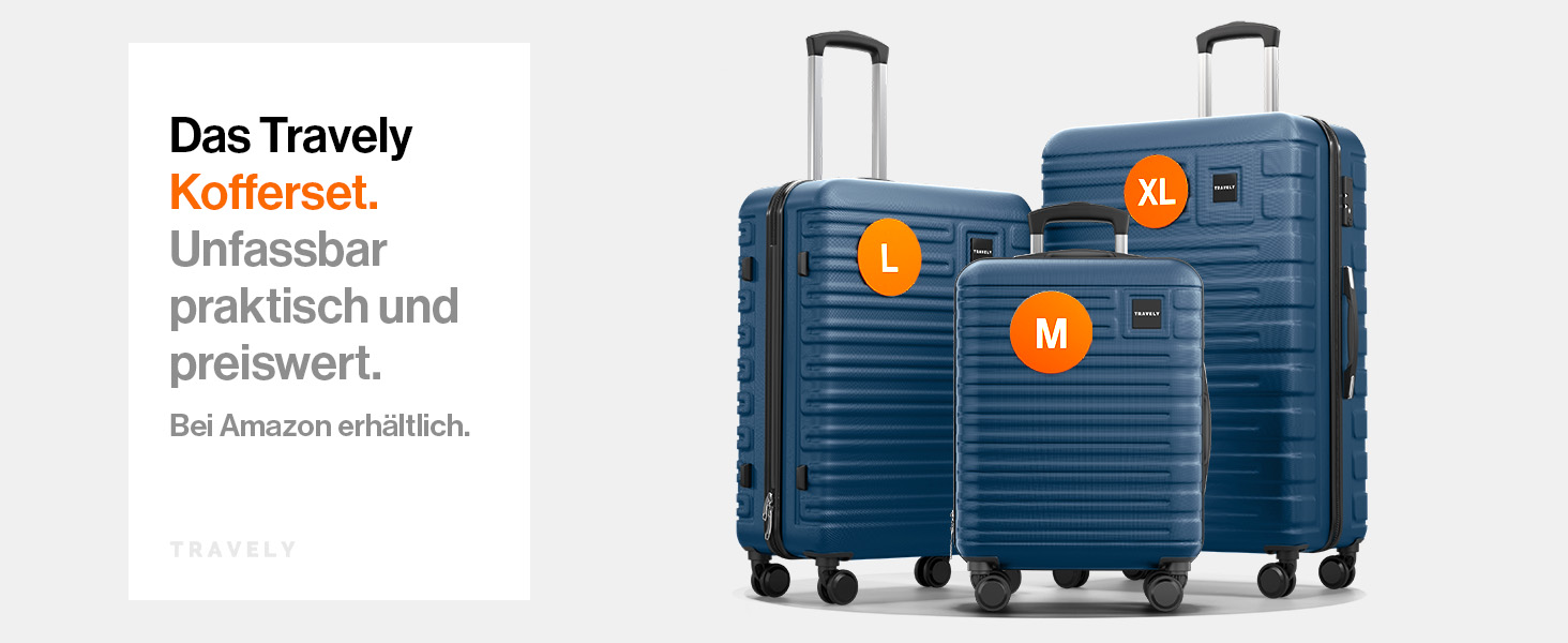 Чемодан Travely з полікарбонату, 77 см, XL, 100 л, з TSA замком, блакитний