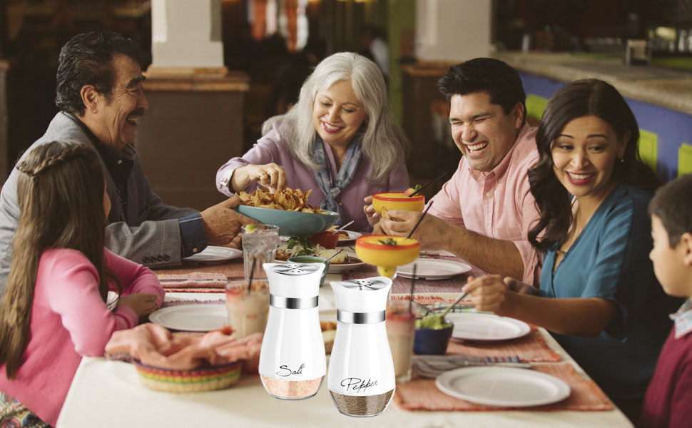 Набір для солі та перцю з нержавіючої сталі з скляною пляшечкою, диспенсер для спецій, аксесуари для кухні, дому, ресторану, обіднього столу (білий)