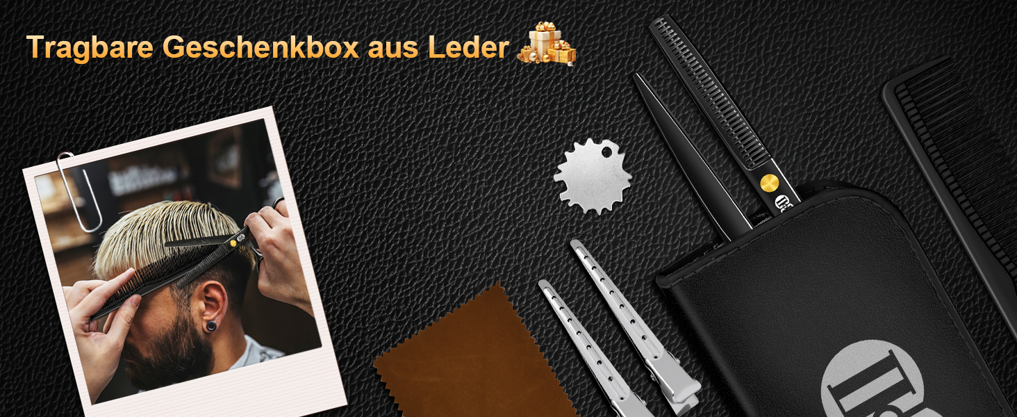 Професійний набір фрізьорських ножиць CIICII (6,7 дюйми) для стрижки волосся, бороди та догляду за тваринами. Чорний колір.