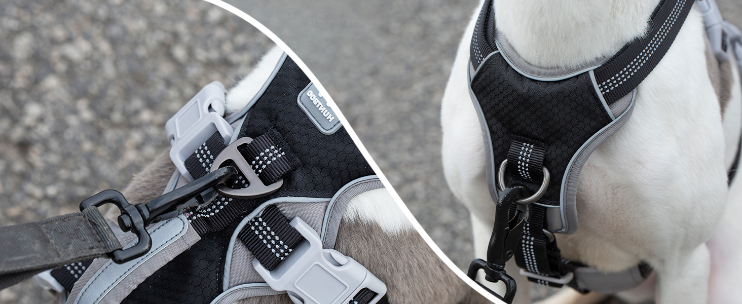 Нашийник для собак Huntboo, великі породи, анти-злам, світловідбиваючий, водонепроникний, регульований, для прогулянок та бігу (Чорний, L, упаковка з 1)