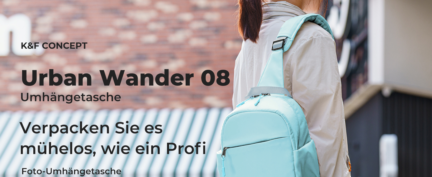 Сумка для камери K&F Concept, сумка-переноска на плечі, фоторюкзак, маленький, водонепроникний, регульований плечовий ремінь, рюкзак для DSLR/SLR камери, об'єктив, 5 літрів, блакитний