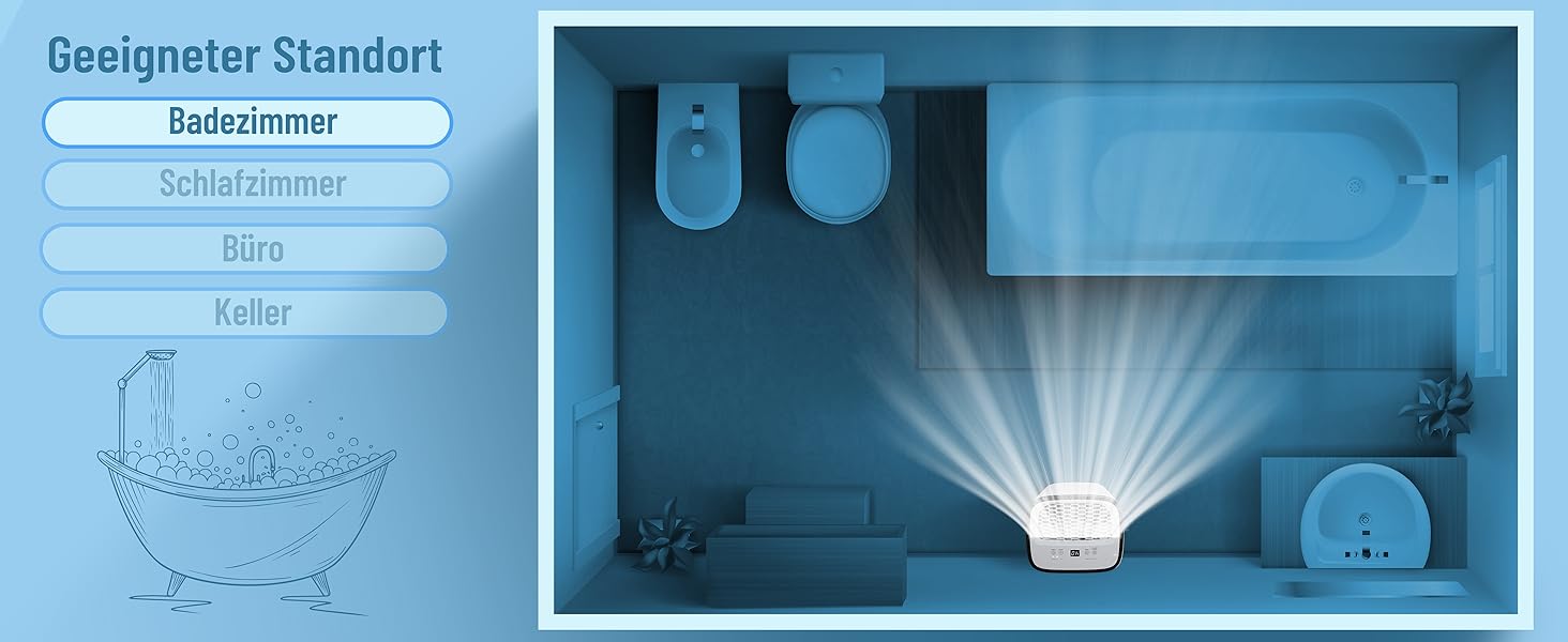 Noaton® DF 4212: Електричний осушувач повітря 13,2 л/24г з відводом, автовимкненням, тихий, для 45 м², таймер, бак 2,1 л, для квартири, підвалу