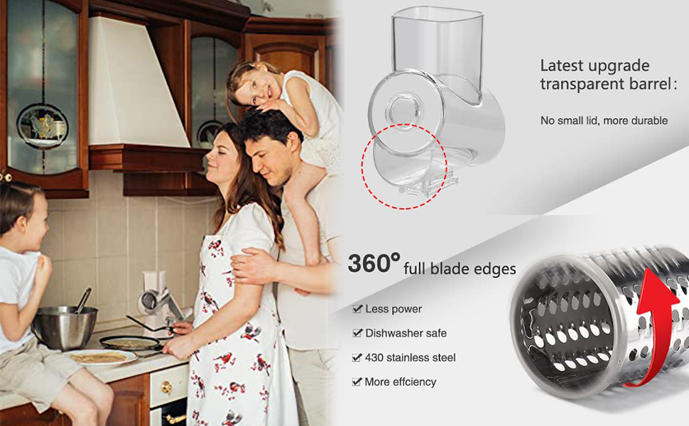 Ручна овочева тертка з ручкою та 3 насадками - Turbo Cut, для овочів, сиру, льоду, горіхів (блакитна)