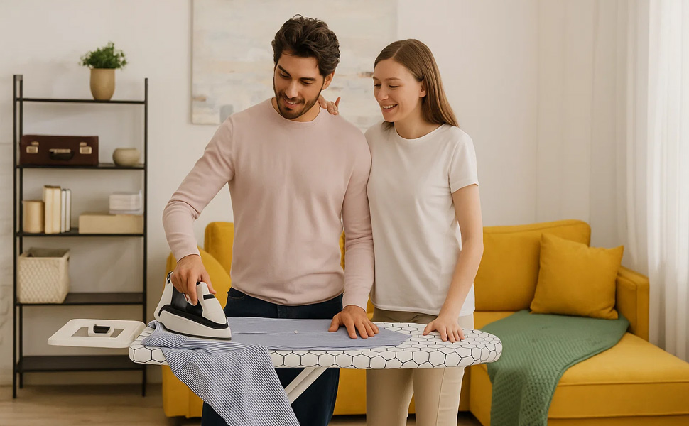 Відкидне прасувальне решітка AllRight з металевою сіткою, 7-позиційний регульований, 108.5/75 x 31 см, з антиковзними ніжками, для парогенераторів, зелений (біло-зелене в клітинку)