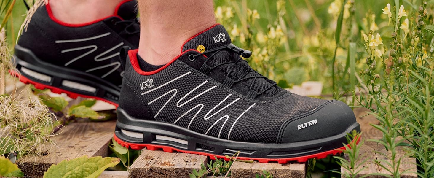 Робочі черевики ELTEN Impulse XXT Blue Low ESD S1: текстиль, пластикова капа, для жінок та чоловіків, чорний, 42 EU
