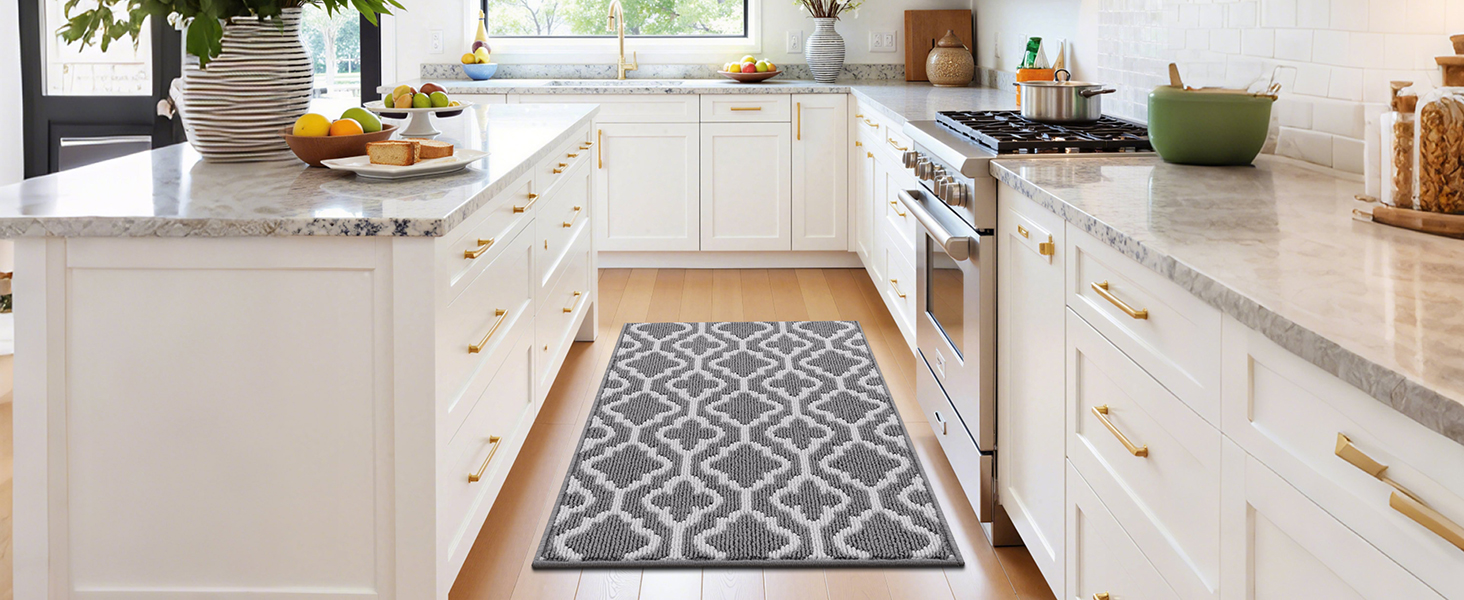 Килимок вхідний SHACOS 90x150 см протибрудний та протиковзкий, вологостійкий килим для дому, передпокою, тераси та саду, сірий