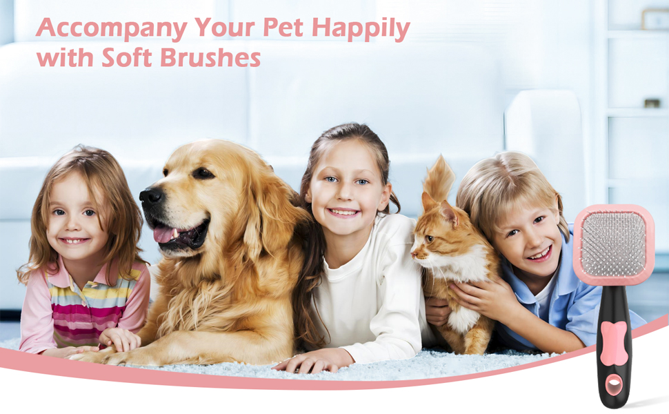 Щітка для догляду за шерстю собак, м'яка, для видалення шерсті, підходить для маленьких собак, цуценят, Йоркширських тер'єрів, пуделів, кроликів, котів (рожева)