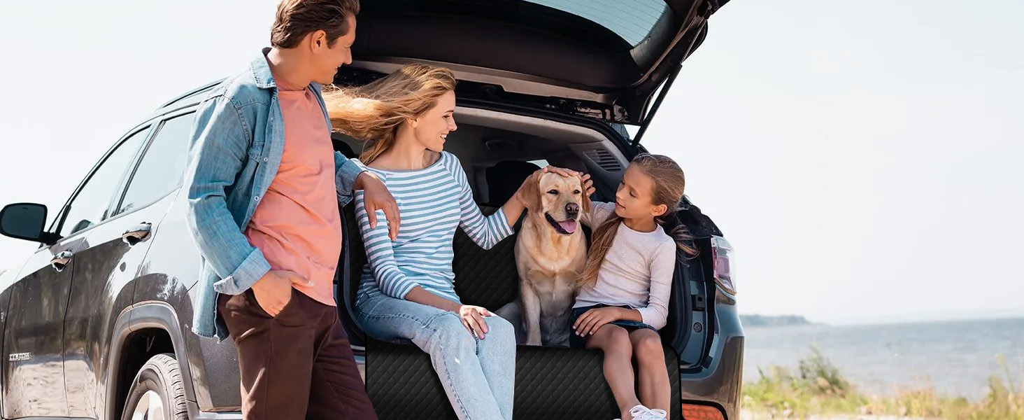 Захист для багажника автомобіля для собак: водонепроникний та стійкий до подряпин килимок з захистом бокових панелей та краю багажника. Легкий у догляді та міцний, чорний.