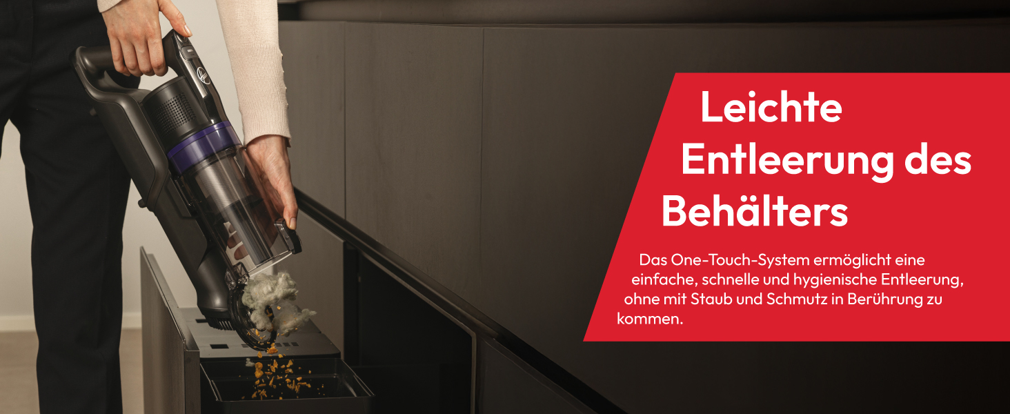 Бездротовий пилосос Hoover HF1 Plus з Anti-Hair Wrap, паркуванням та LED-підсвічуванням, HEPA 6-фільтр, 45 хв роботи, ідеальний для алергіків