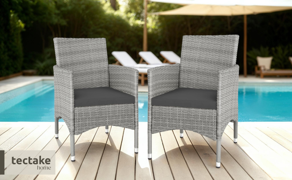 Tectake 2-Piece Rattan Garden Chair Set