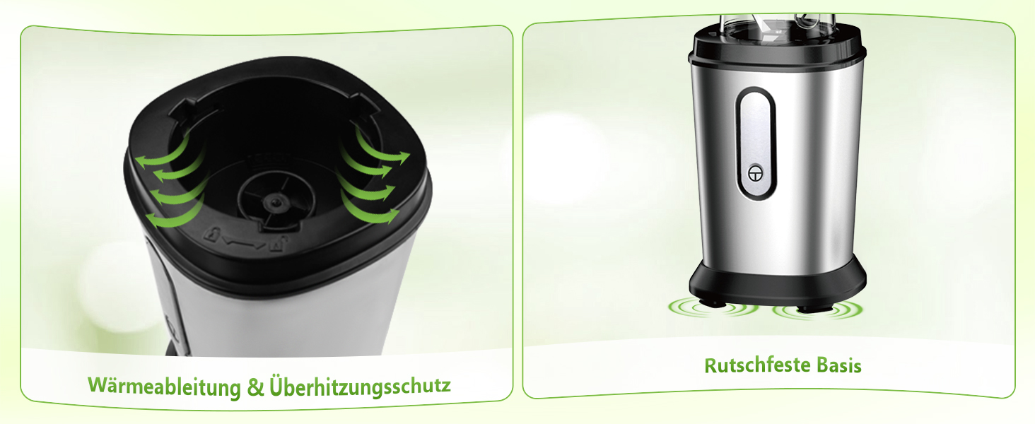 Міні-блендер Standmixer 500W з 2 пляшками Tritan, 4-лопатевий, для шейків та смузі, з нержавіючої сталі, портативний