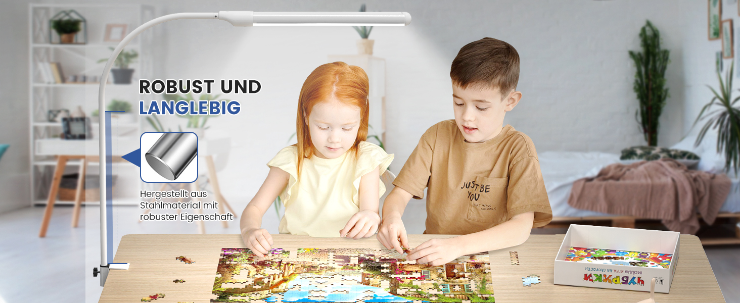 LED настільна лампа SIBI LIGHTING з жестами, 7W, 38 см, регульована яскравість, для роботи, навчання, ігор, білий