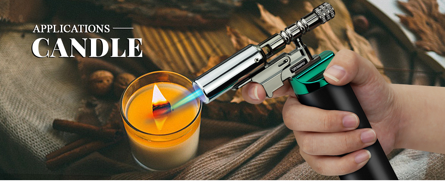 Газовий пальник для кухні Küchenbrenner: потужний Jet-полум'я, заправний бутаном, для крем-брюле, паяння (без бутану), чорний Wb009