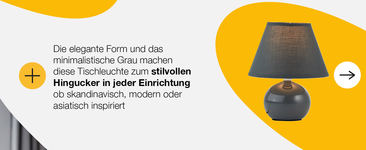 BRILLIANT Primo: стильна настільна лампа з тканинним абажуром - для спальні, вітальні та приліжкові столики - E14, з вимикачем, оранжева/темно-сіра