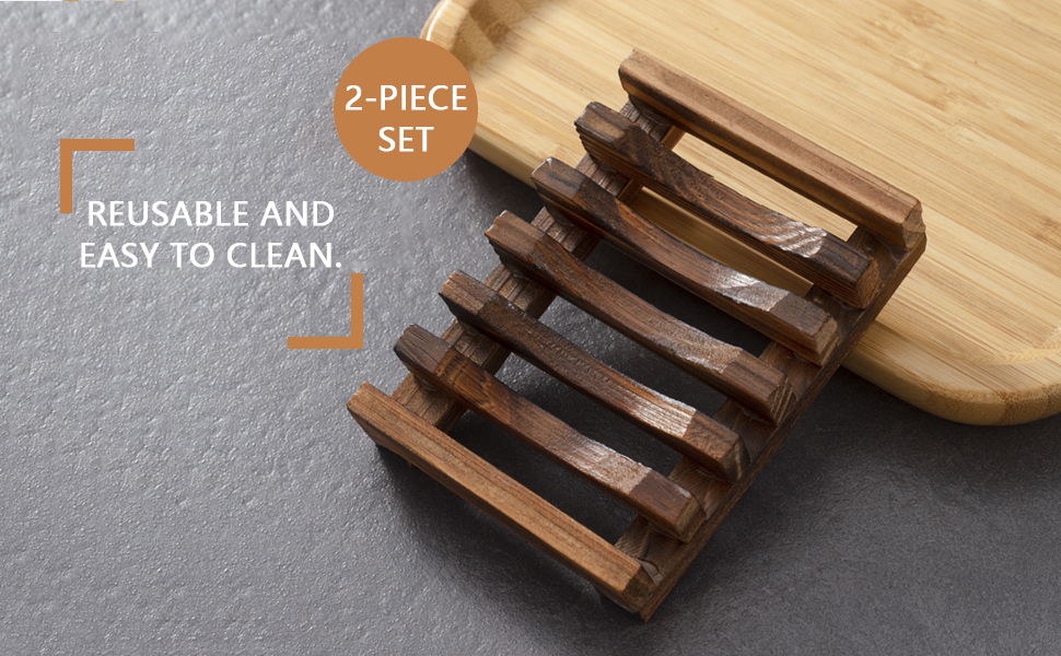 Набір мильниць з бамбука WeddHuis - 2 шт., ручної роботи, для ванної кімнати