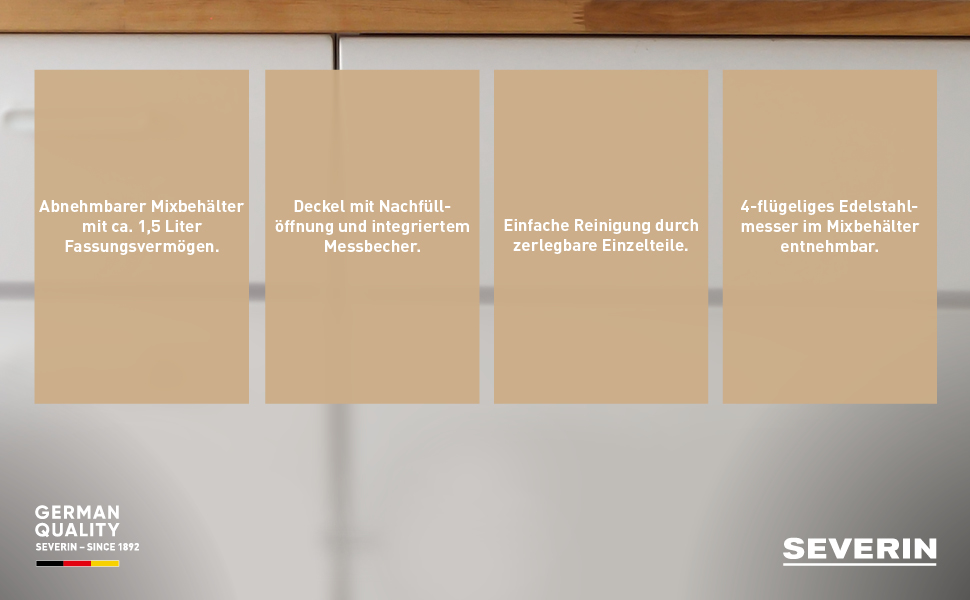 SEVERIN Стаціонарний міксер з знімним контейнером, 1,5 л, 600 Вт, SM 3707, Чорний