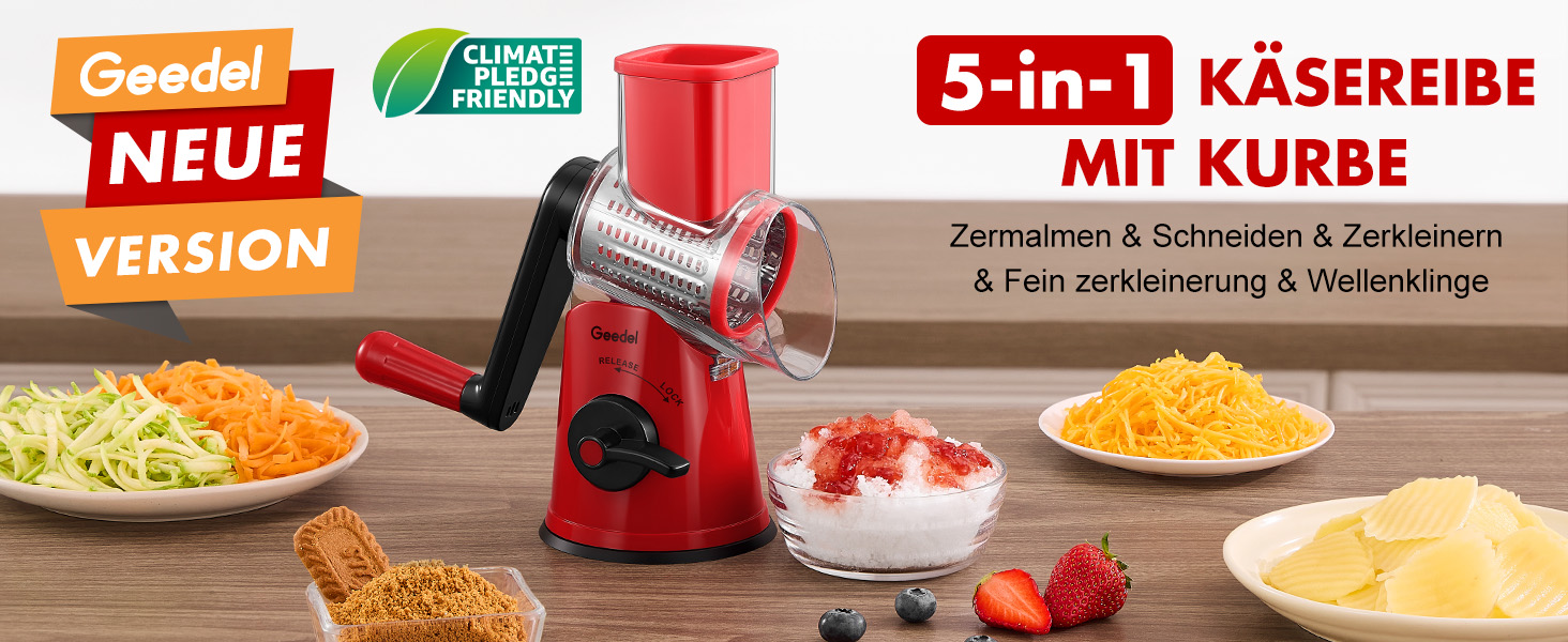 Трока для овочів та сиру з 3 наборами лез, біла (червоно-чорна, 5 лез)