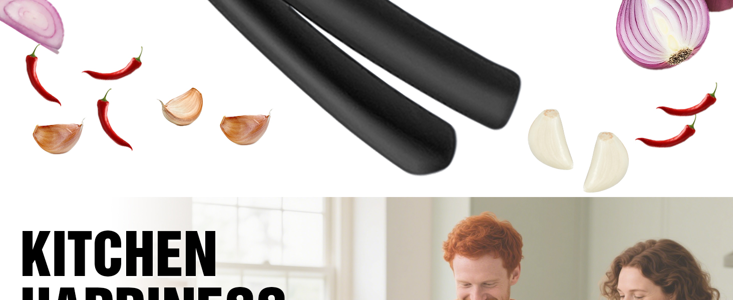 Прес для часнику з нержавіючої сталі - багатофункціональний прес для часнику з силіконовим очищувачем та щіткою для чищення. Прес для часнику, придатний для миття в посудомийній машині. Чорний + срібний