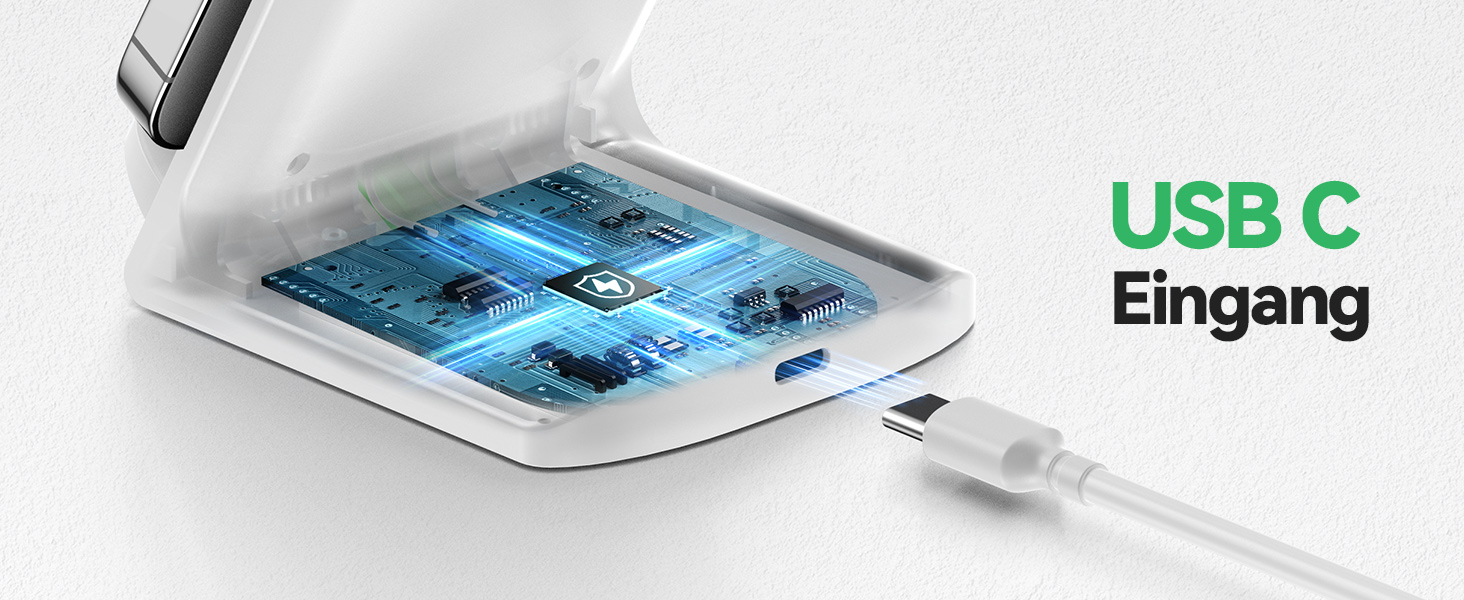 Бездротовий зарядний пристрій TECKNET, складна індукційна станція, швидка зарядка для iPhone 17/16/15/14/13/12/11/Pro Max, Apple Watch Ultra/11-3/SE, AirPods Pro 3-2/4-2, білий