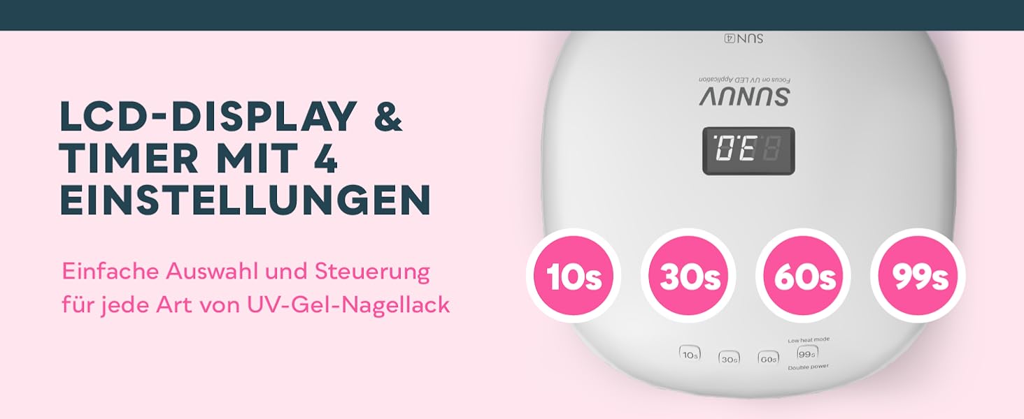 Лампа SUNUV для гель-лаку UV LED, сушарка для нігтів з 4 таймерами, LCD дисплеєм, інфрачервовим сенсором та подвійною швидкістю сушіння, колір Rose (чорний)