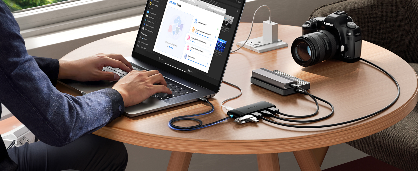 Lemorele USB-C док-станція: 4K HDMI, 4x USB 3.0/2.0, 100W PD, SD/TF, USB-C 3.0 - для MacBook, Dell, HP, Lenovo, Asus