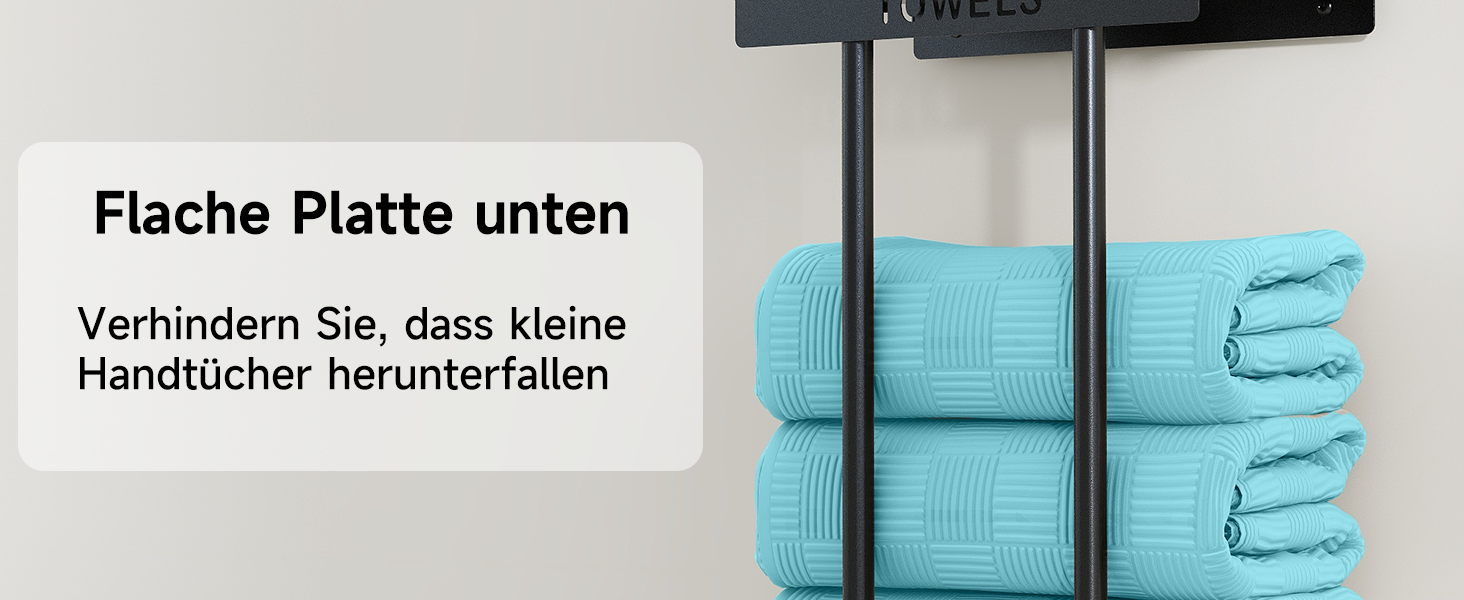 Чорний триярусний тримач для рушників з металевою полицею та 4 гачками, 86 см