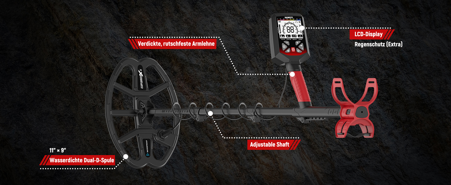 Металошукач KAIWEETS Profi Set: LCD дисплей, водонепроникна котушка, 30см глибина, регулювання чутливості, для дорослих та дітей