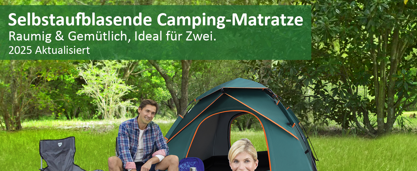 Каремат самонадувний Camping 2025, 12 см, з підголівником 16 см та помпою - для туризму, пляжу, кемпінгу. Ультралегкий, міцний