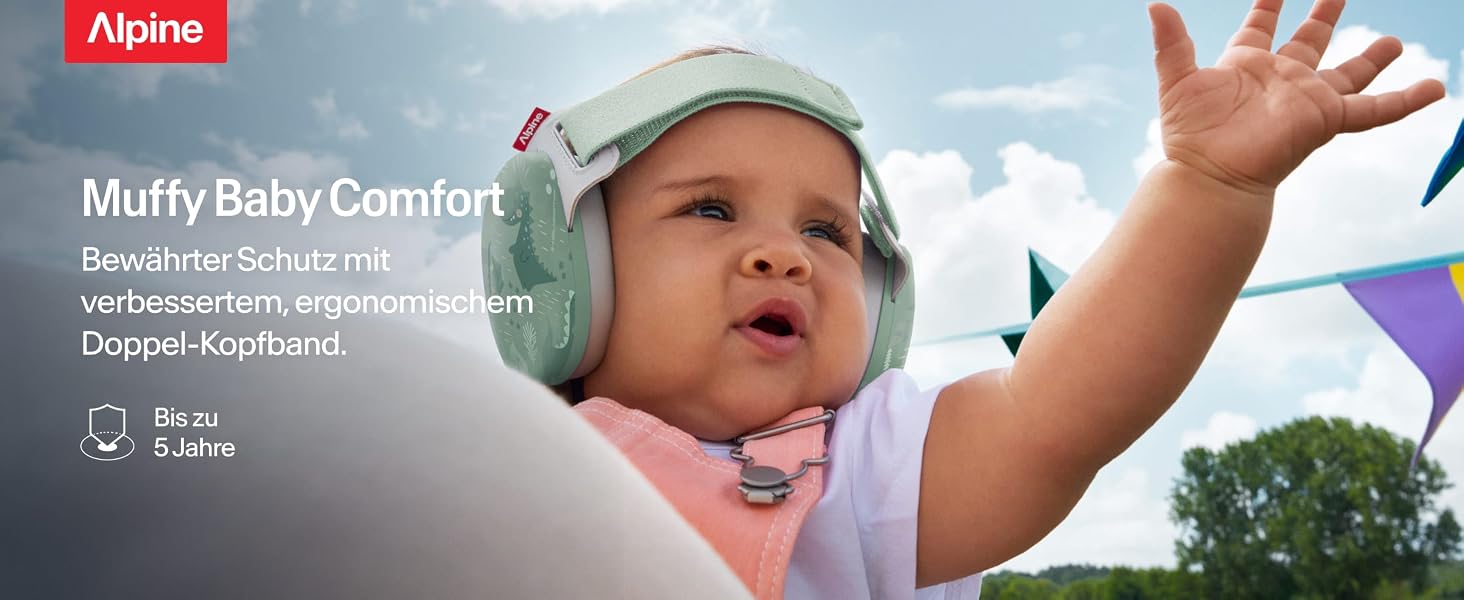 Дитячі захисні навушники Alpine Muffy Baby, шумозаглушення 24 дБ, до 5 років, бежевий колір (Special Edition Comfort - Dinos)